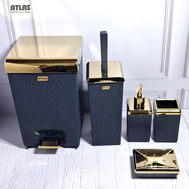 ست سرویس بهداشتی 5 تکه اطلس مدل زاگرس طرح چرم