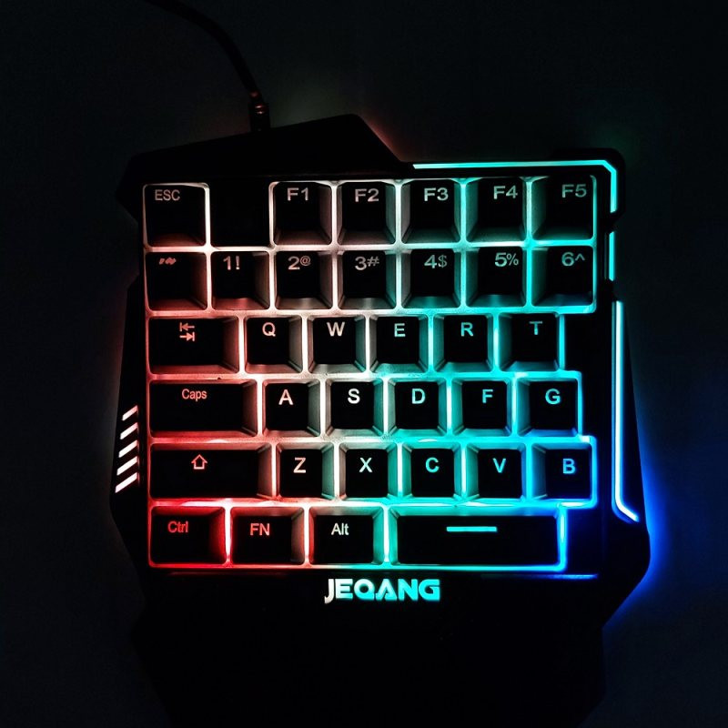کیبورد و موس مخصوص بازی جکنگ مدل JK-913، سوییچ ممبران، Full-Size، نورپردازی LED RGB