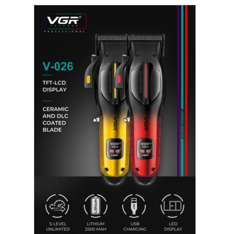 ماشین اصلاح موی سر و صورت شارژی وی جی ار مدل V-026