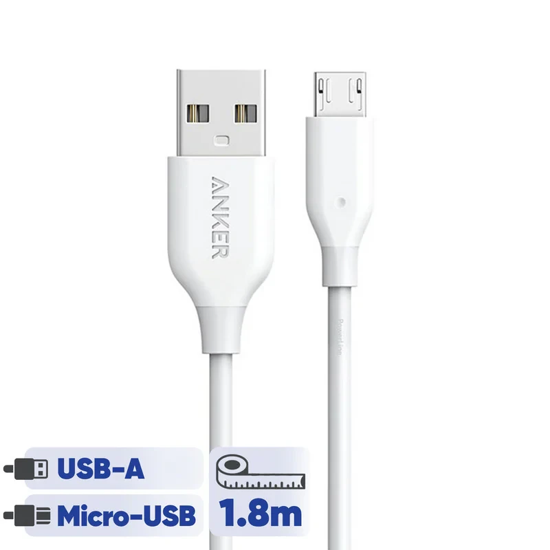 کابل تبدیل USB به microUSB انکر  مدل A8133 PowerLine طول 1.8 متر
