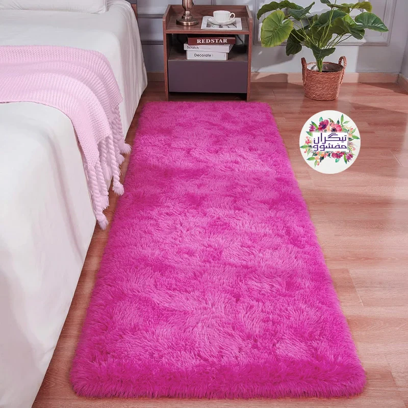 فرش ماشینی 1200 شانه تیگران مفشوو زمینه سرخابی حاشیه سرخابی مدل Magenta طرح خز پرزبلند