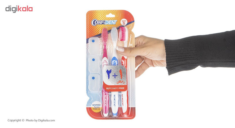 مسواک کانفیدنت سری NewDent مدل Bristles با برس نرم بسته 3 عددی