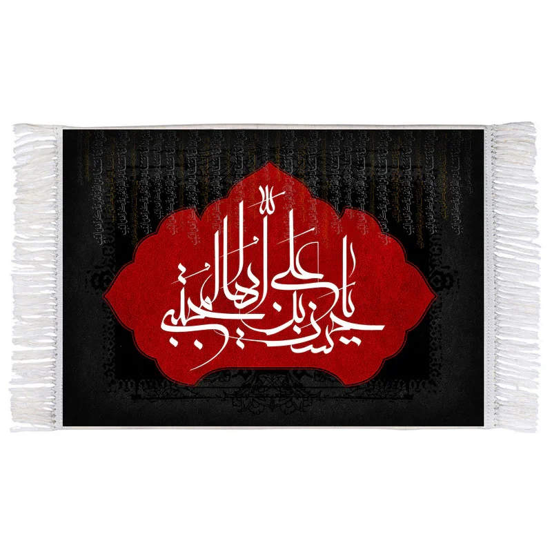 فرش ماشینی دیوارکوب اطلس آبی مدل یا حسن بن علی ایها مجتبی کد T4536