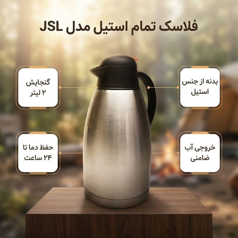 فلاسك جي اس ال مدل تمام استيل ظرفیت ٢ ليتر