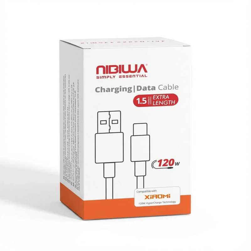 کابل تبدیل USB به USB-C نیبیوا مدل Fast Charge 120W طول 1.5 متر