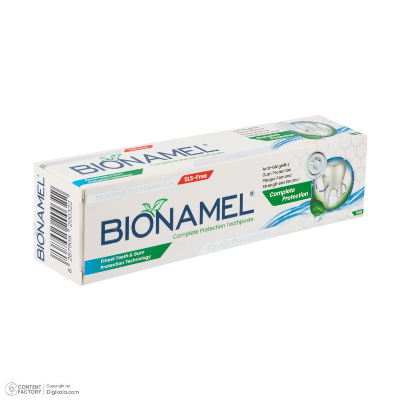 خمیر دندان محافظت از مینای دندان بایونمل مدل Complete Protection با طعم نعناع وزن 130 گرم
