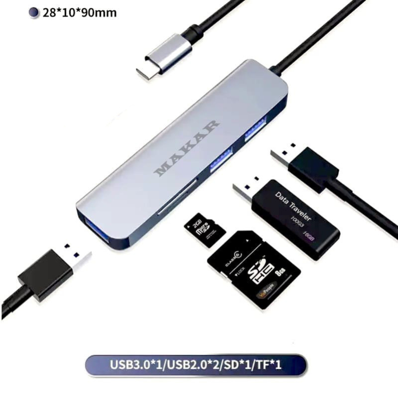 هاب و کارت خوان 5 پورت USB-C ماکار مدل 5in1 MK-HU235-C