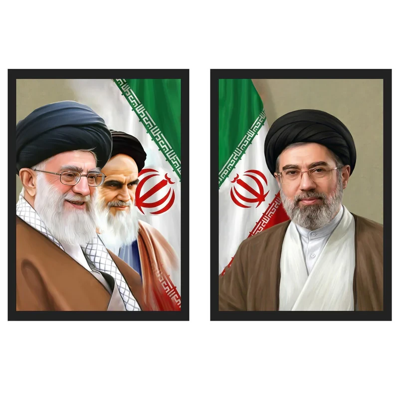 تابلو بکلیت طرح رهبری انقلاب آیت الله خامنه ای مدل s10673 فریم مشکی مجموعه 2 عددی