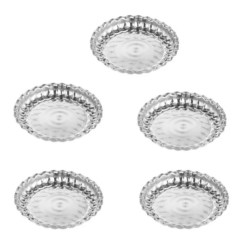 بشقاب پذیرایی استیل دایره‌ای 5 عددی، ابعاد 20×20 سانتی‌متر