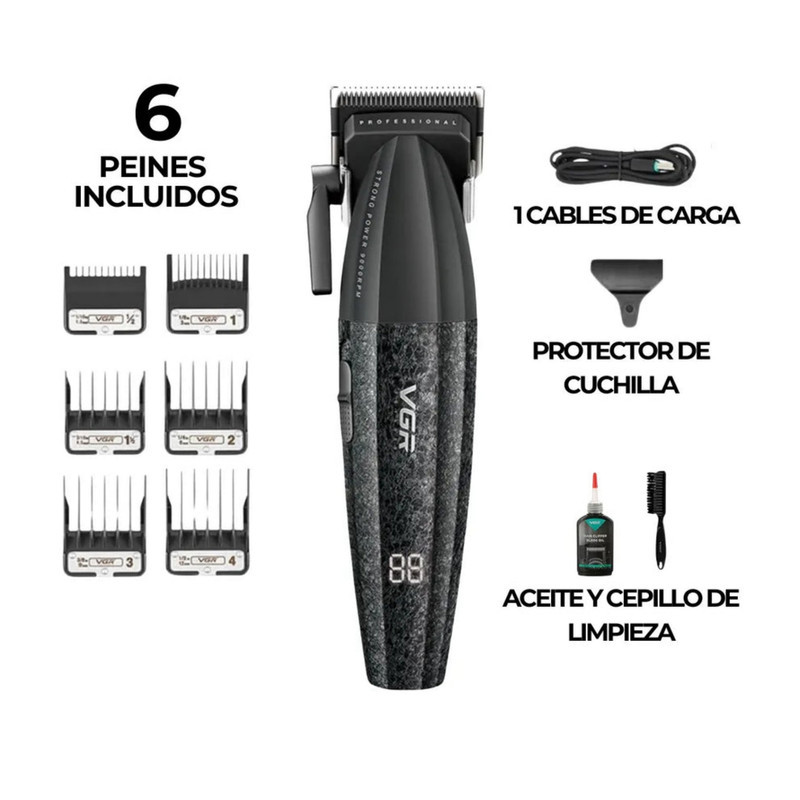 ماشین اصلاح موی سر و صورت شارژی وی جی ار مدل V-640 S4 4in1 به همراه سشوار مجموعه 4 عددی