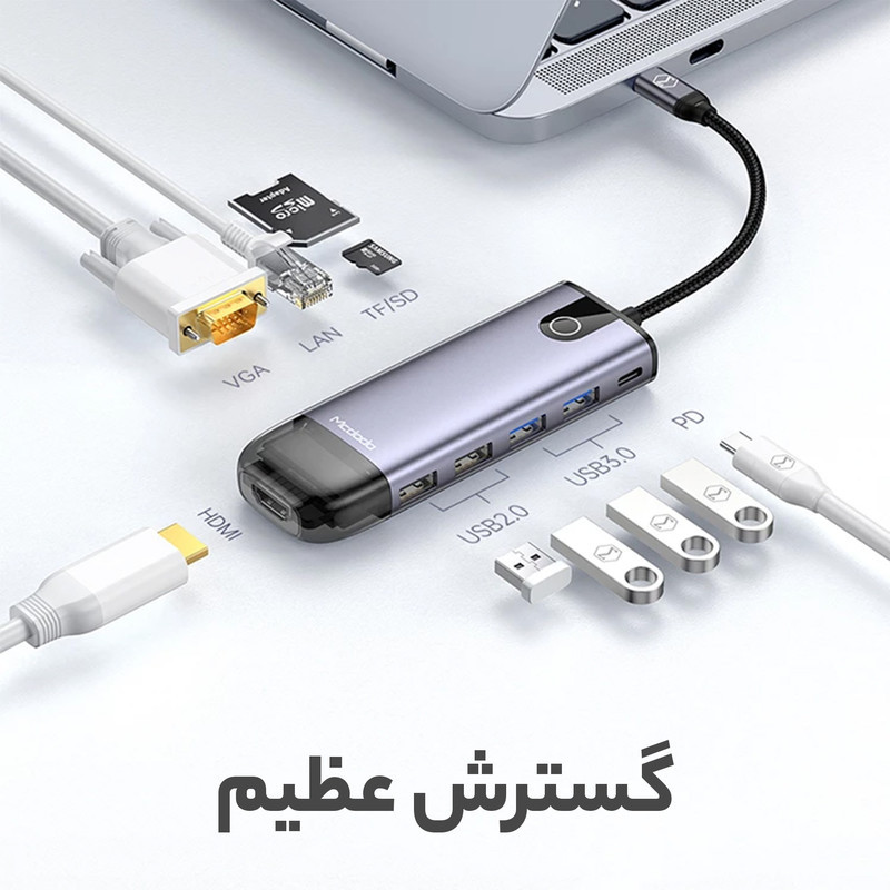هاب 10 پورت USB-C مک دودو مدل HU-742