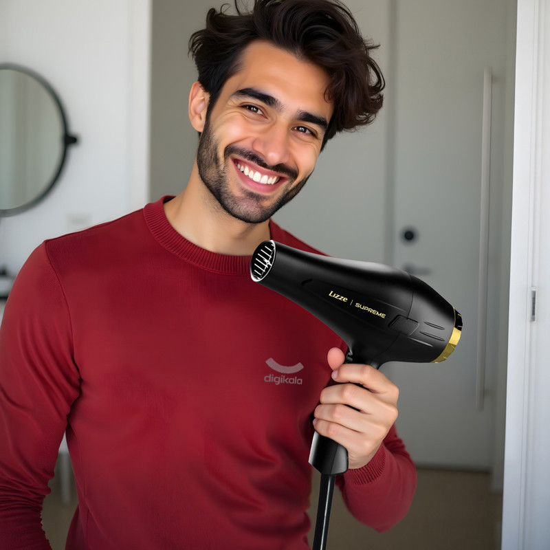 سشوار حرفه‌ای 2600 وات لیز مدل Supreme، موتور AC، وزن 480 گرم، المنت سرامیک، دارای سری متمرکز‌کننده باریک، متمرکز‌کننده پهن با ویژگی صاف‌کنندگی، حجم‌دهندگی، با قابلیت باد سرد