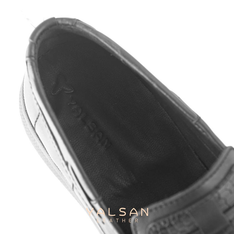 کفش کالج مردانه چرم یلسان مدل لاکی کد PRM-569-msk