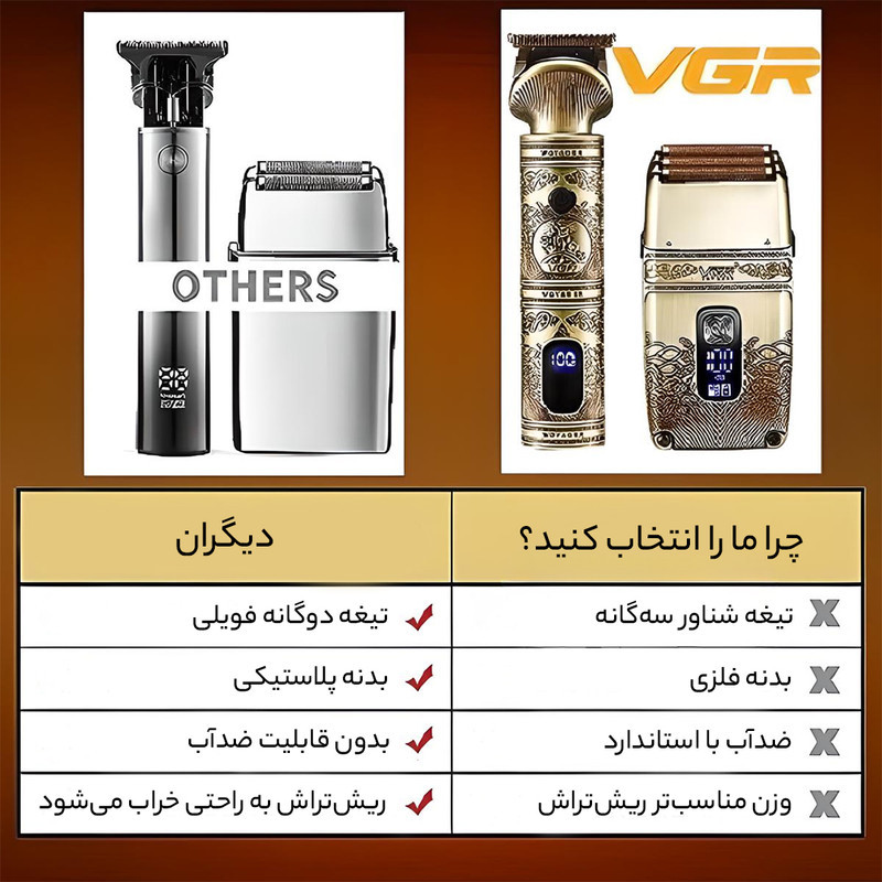 ماشین اصلاح موی سر وی جی آر مدل V-649 به همراه کاشین اصلاح صورت مدل 01
