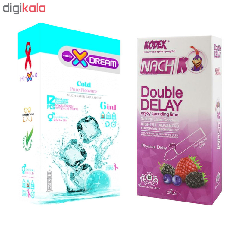 کاندوم ایکس دریم مدل Cold بسته 12 عددی به همراه کاندوم تاخیری کدکس مدل Double Delay بسته 10 عددی