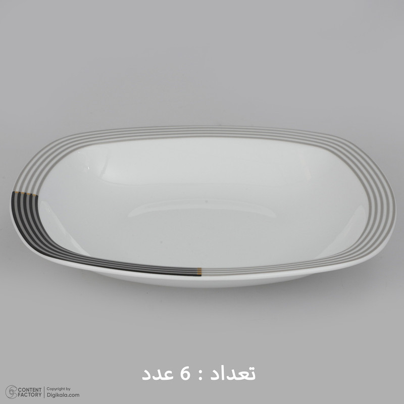 سرویس غذاخوری 27 پارچه چینی زرین ایران سری کواترو مدل وگاس اوریت درجه یک