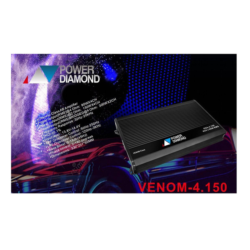 آمپلی فایر خودرو 4 کانال پاور دیاموند مدل VENOM-4.150 4*80W RMS