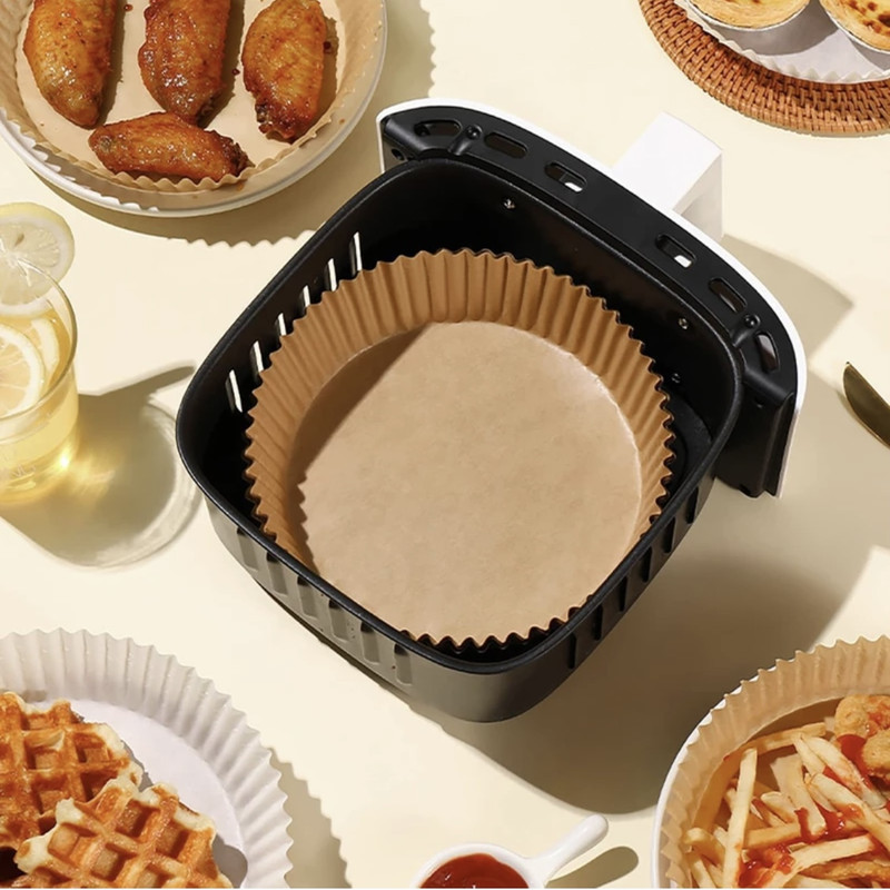ورق نسوز شیرینی‌ پزی مدل کاغذ سرخکن هواپز طرح Air fryer مجموعه 50 عددی