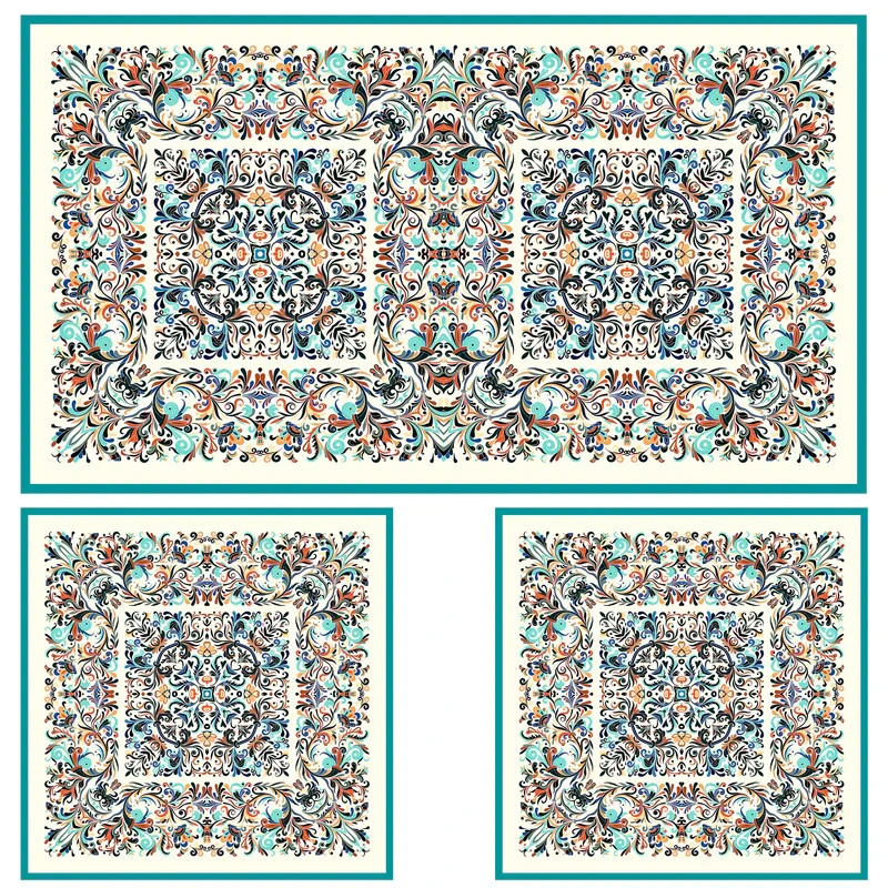 ست رومیزی سه تکه طرح مستطیل مربع اسلیمی کد 9968