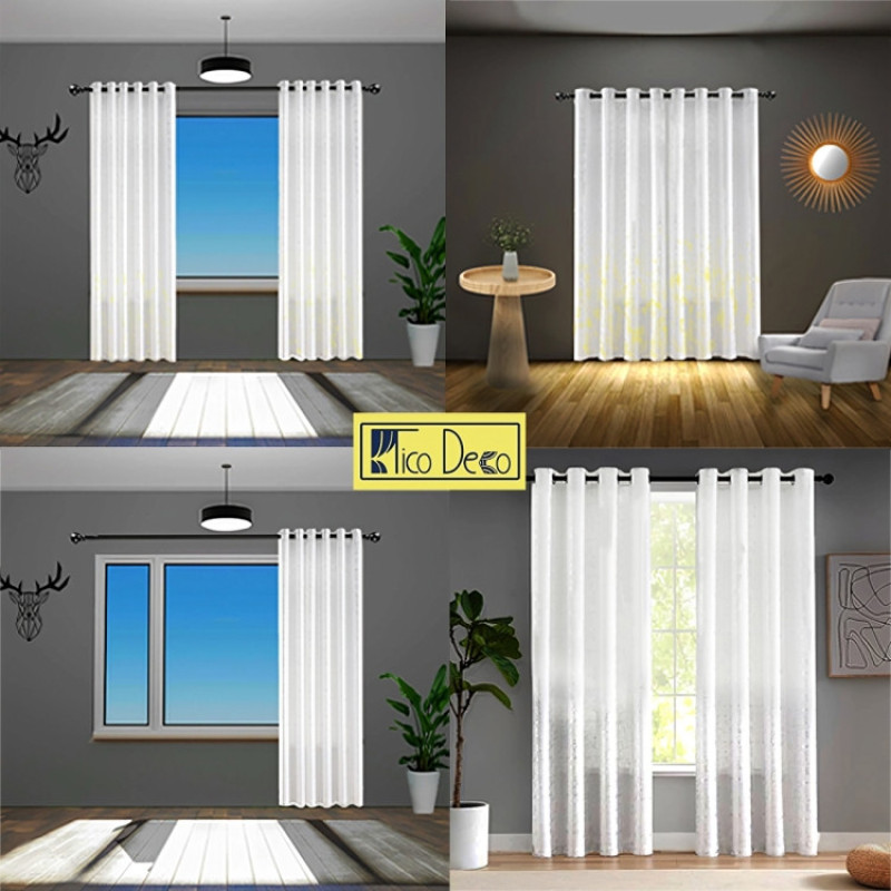 پرده تیکو دکو مدل دوخت ساده حریر ژورژت طلا کوب سایز 280*300 سانتی‌متر