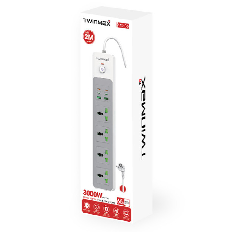 چندراهی و محافظ برق تویین مکس مدل MX-60