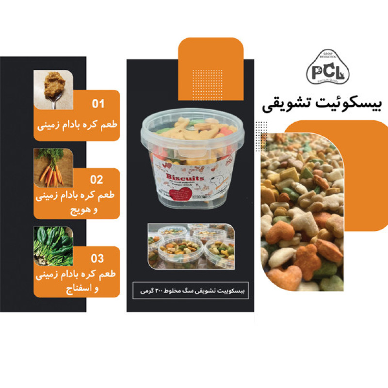 تشویقی سگ مدل PCL12 با طعم کره بادام زمینی وزن 200 گرم