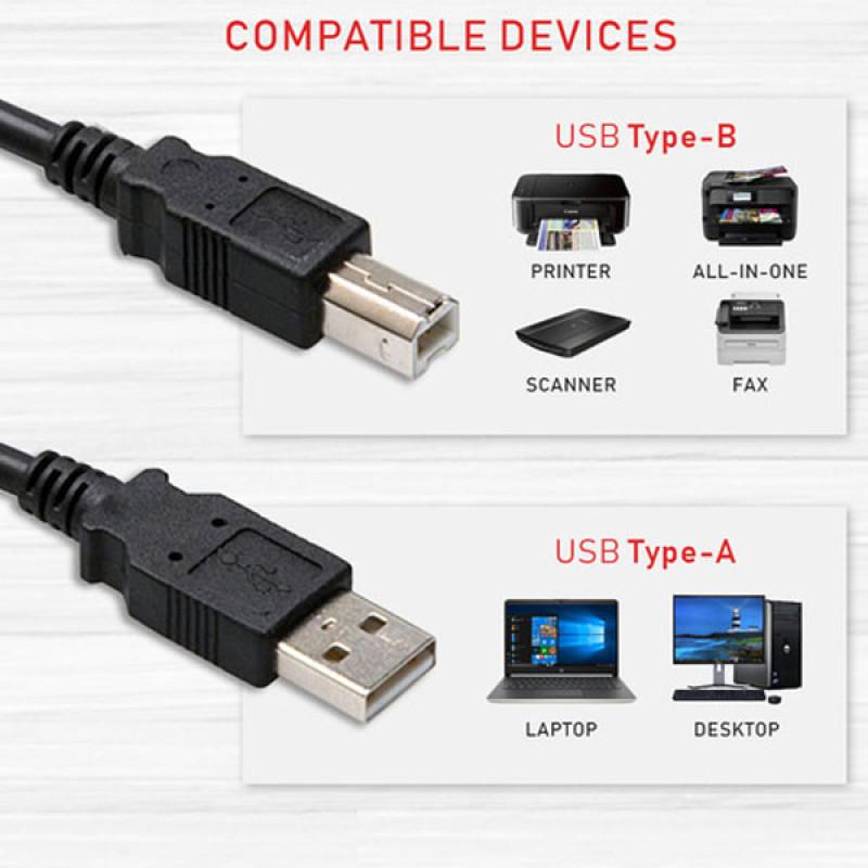 کابل USB پرینتر وکس مدل AB-USB طول 5 متر