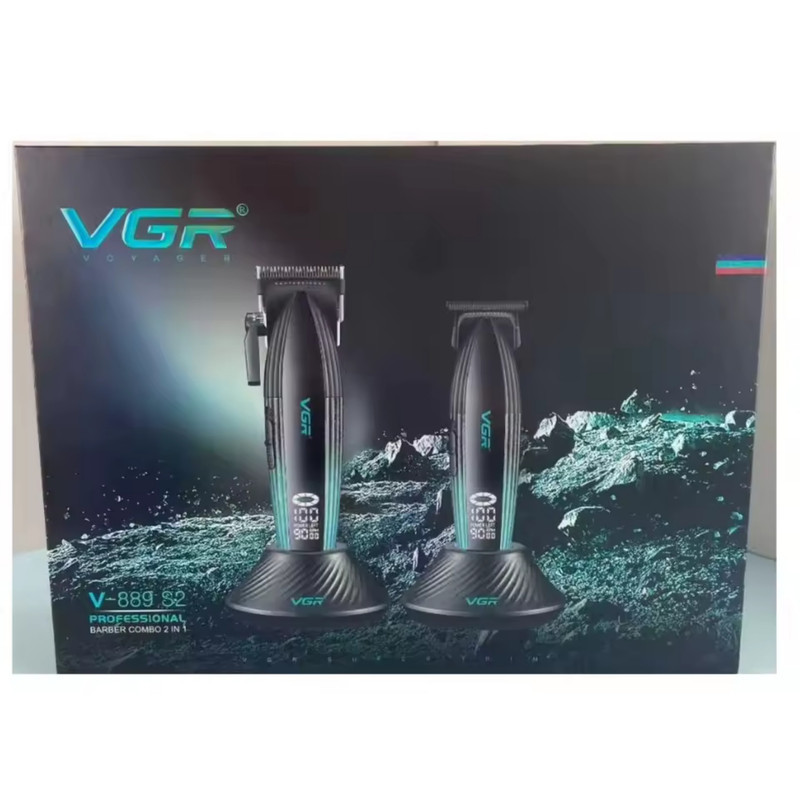 ماشین اصلاح موی سر و صورت شارژی وی جی ار مدل V-889 s2 مجموعه 2 عددی