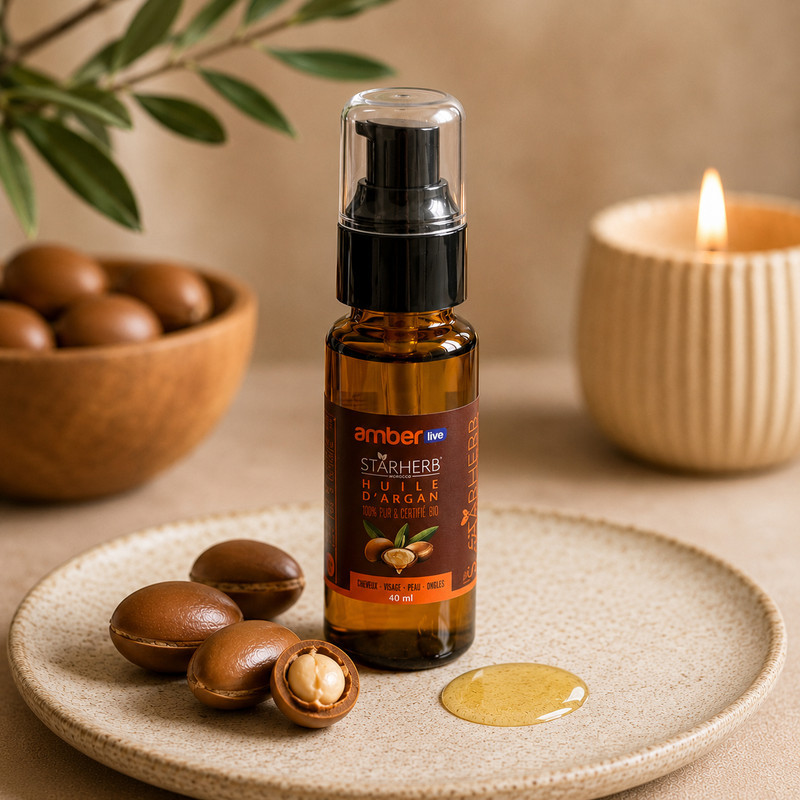 روغن آرگان امبرلایو مدل STARHERB مناسب برای انواع مو حجم 40 میلی لیتر