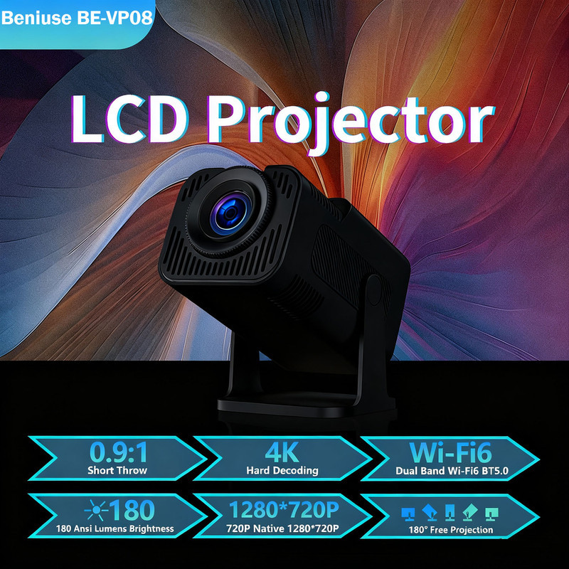 ویدئو پروژکتور بنیوس مدل BE-VP08 با رزولوشن 1280x720|HD