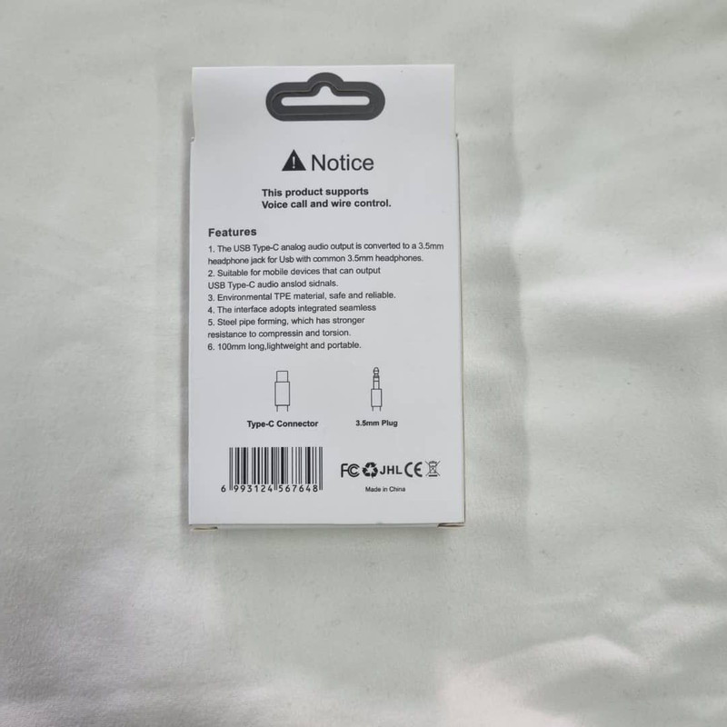 کابل تبدیل usb-c به AUX مدل JH-030 طول 1 متر