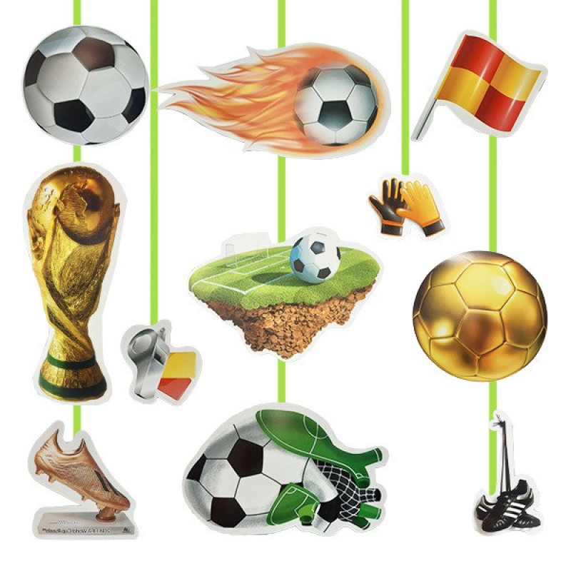 ریسه تزئینی توپ فوتبال آویز سقفی کد FootballSaghfiAviz1 بسته 11 عددی
