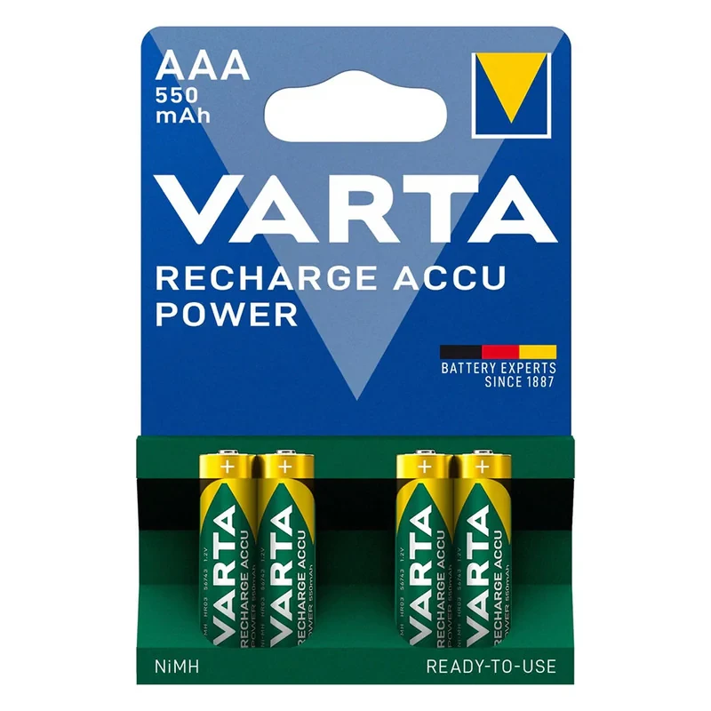 باتری نیم قلمی قابل شارژ وارتا مدل accus 550 بسته چهار عددی