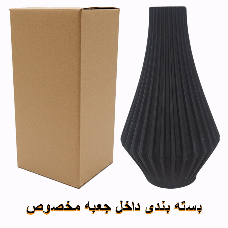گلدان دکوری رومیزی استوانه‌ای مدل الماس با ابعاد 16x10x10 سانتی‌متر، ساخته شده از سنگ مصنوعی مقاوم با بافت مات و طراحی مدرن و خطوط عمودی منظم، مناسب گل‌های آپارتمانی و دکوراسیون داخلی