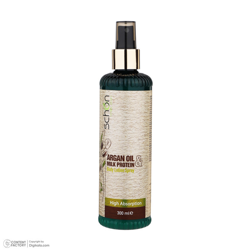 لوسیون بدن شون مدل Argan Oil And Milk Protein حجم 300 میلی‌لیتر با عصاره آرگان و پروتئین شیر، مرطوب‌کننده قوی پوست، جذب بالا، ساخت ایران، دارای مجوز سازمان غذا و دارو