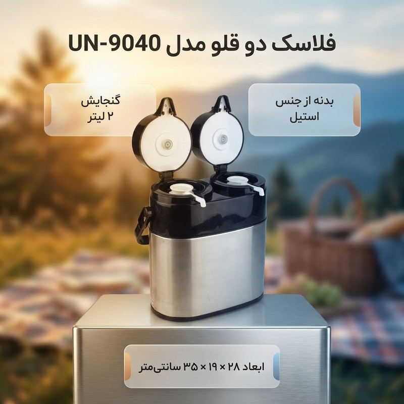 فلاسک دو قلو مدل UN-9040 گنجایش 2 لیتر