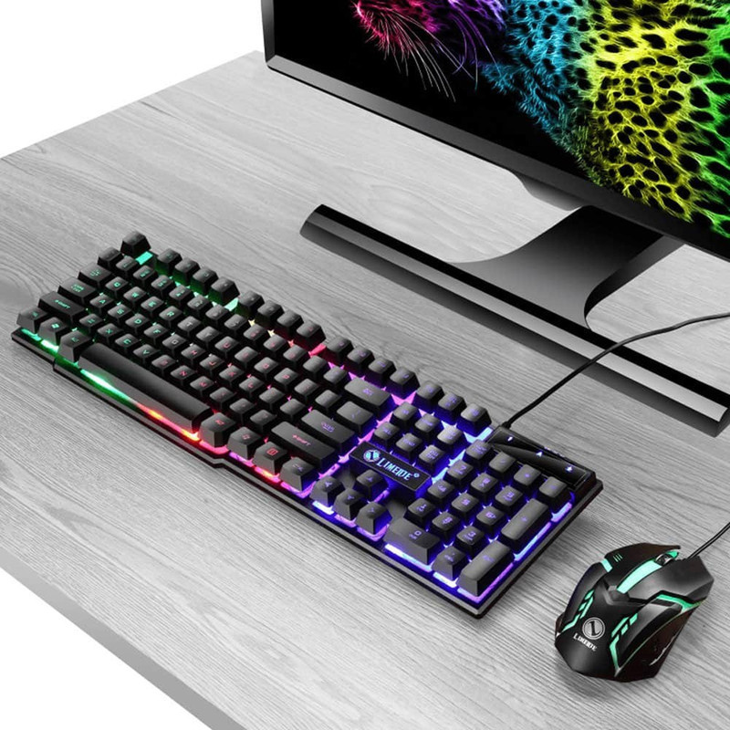 کیبورد و ماوس گیمینگ لایماید مدل GTX300-PINK VERSION، سوییچ ممبران، Full-Size، نورپردازی LED RGB