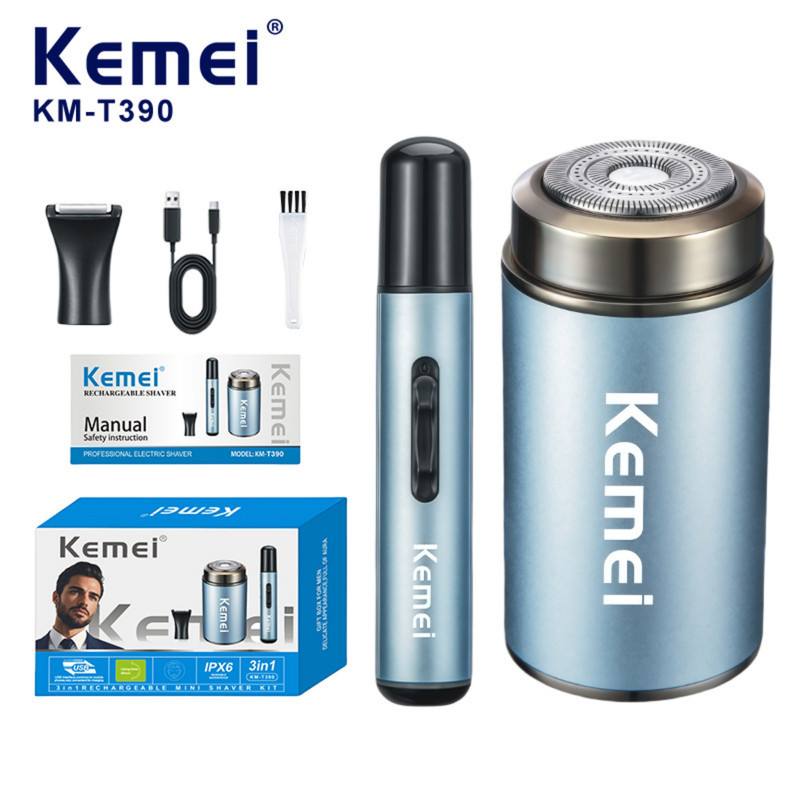 ماشین اصلاح موی صورت شارژی کیمی مدل KM-T390 3in1 مجموعه 2 عددی