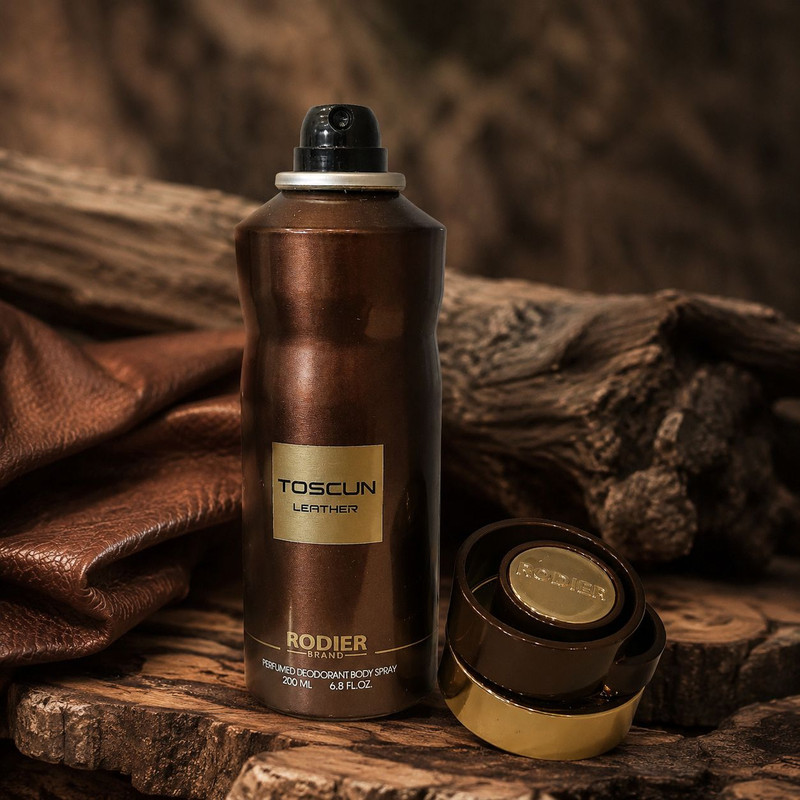 اسپری دئودورانت مردانه رودیر مدل Toscun leather حجم 200 میلی‌لیتر