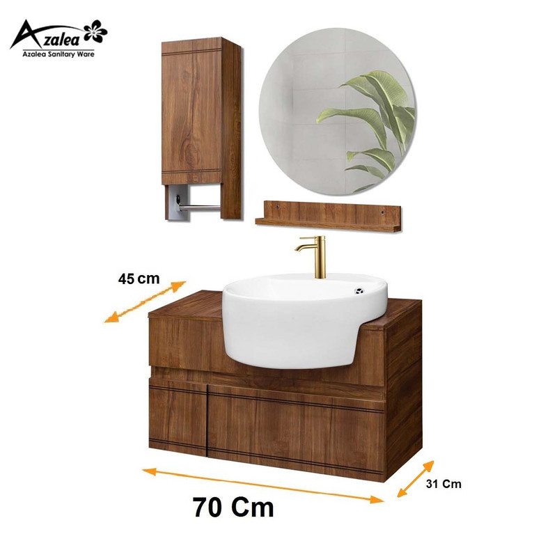 ست کابینت روشویی دیواری آزالیا مدل Milana18 به همراه آینه و شلف و باکس