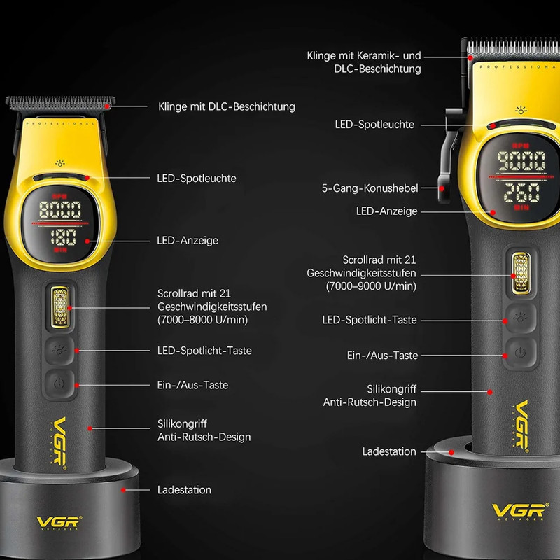 ماشین اصلاح موی سر و صورت شارژی وی جی ار مدل V-885 S2 مجموعه 2 عددی