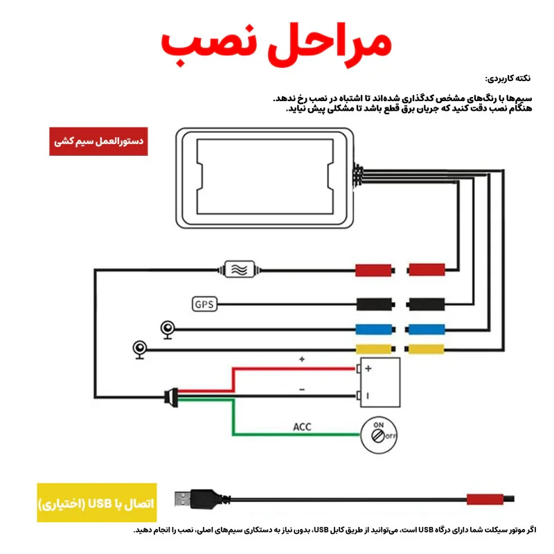 دوربین موتور سیکلت مدل 2 لنز کد M5B-WiFi همراه با GPS
