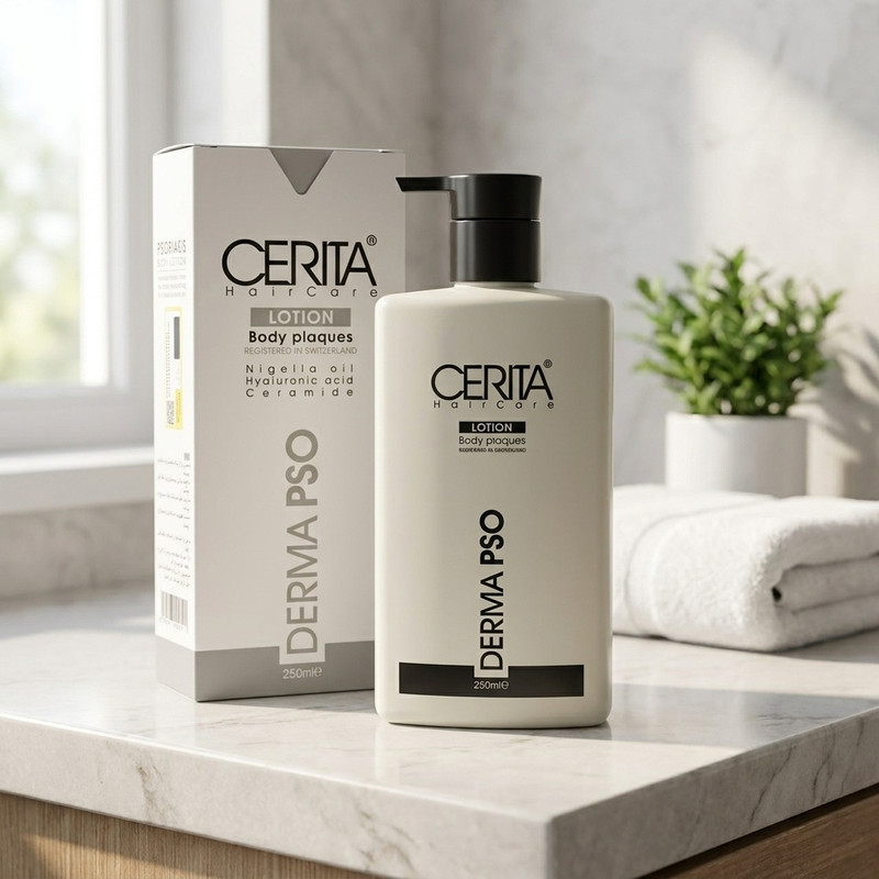 لوسیون بدن سریتا مدل Derma Pso حجم 250 میلی‌لیتر مناسب پوست خشک و حساس، جذب سریع، آبرسان 24 ساعته، ضد التهاب، ضد اگزما و ضد خشکی، رفع پوسته‌های مرده و تقویت سد طبیعی پوست