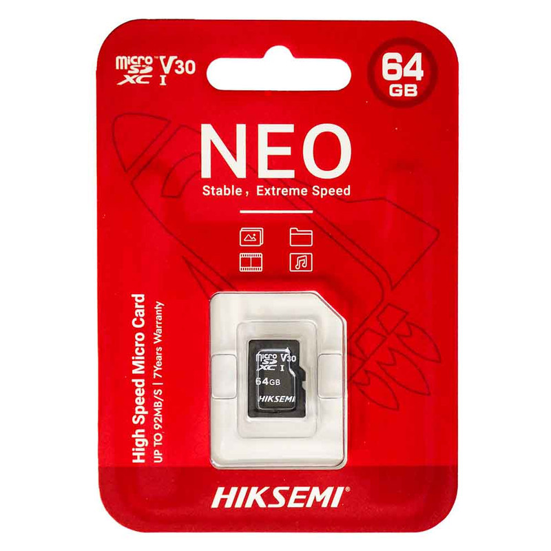 کارت حافظه هایک‌سمی مدل NEO microSDXC UHS-I Class10 V30 ظرفیت 64 گیگابایت