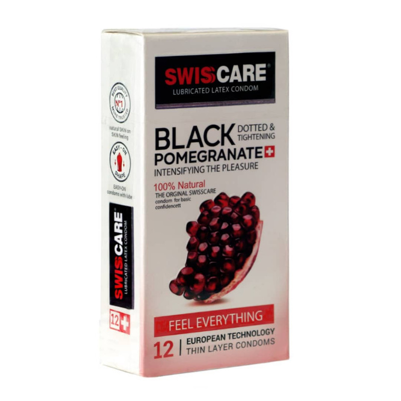 کاندوم سویس کر مدل BLACK POMEGRANATE بسته 12 عددی