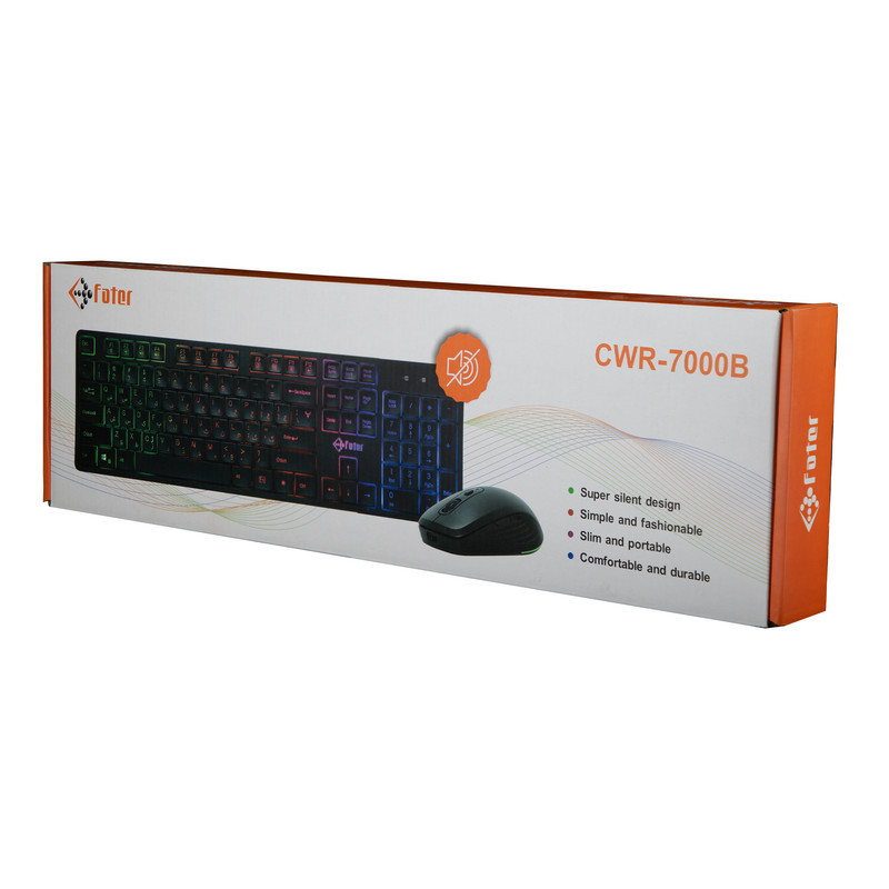 کیبورد و ماوس گیمینگ فاطر مدل CWR-7000B، سوییچ ممبران، Full-Size، نورپردازی RGB