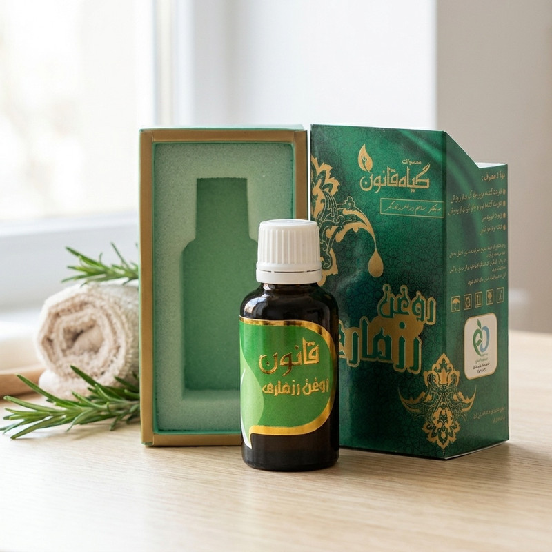 روغن رزماری گیاه قانون 30 میلی‌لیتر تقویت‌کننده و ضد ریزش مو و ابرو، بهبود شوره سر، مناسب انواع پوست، مجوز سازمان غذا و دارو