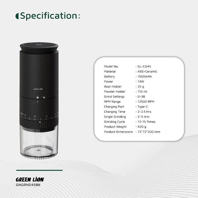 آسیاب قهوه گرین لاین مدل GL-CG45