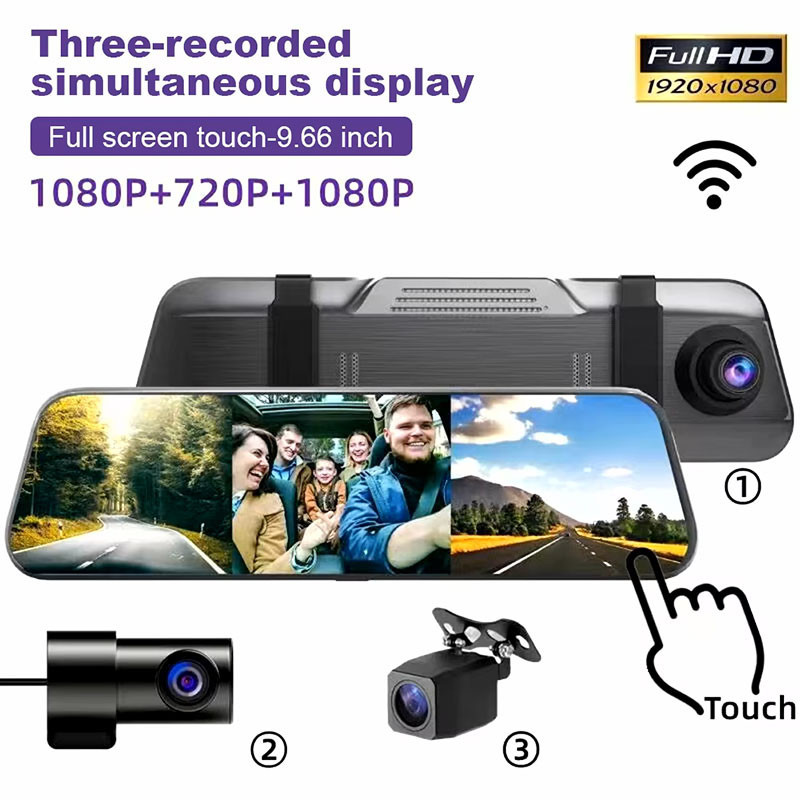 دوربین فیلم برداری ثبت وقایع خودرو مدل آینه‌ای لمسی RoadLens-WS8