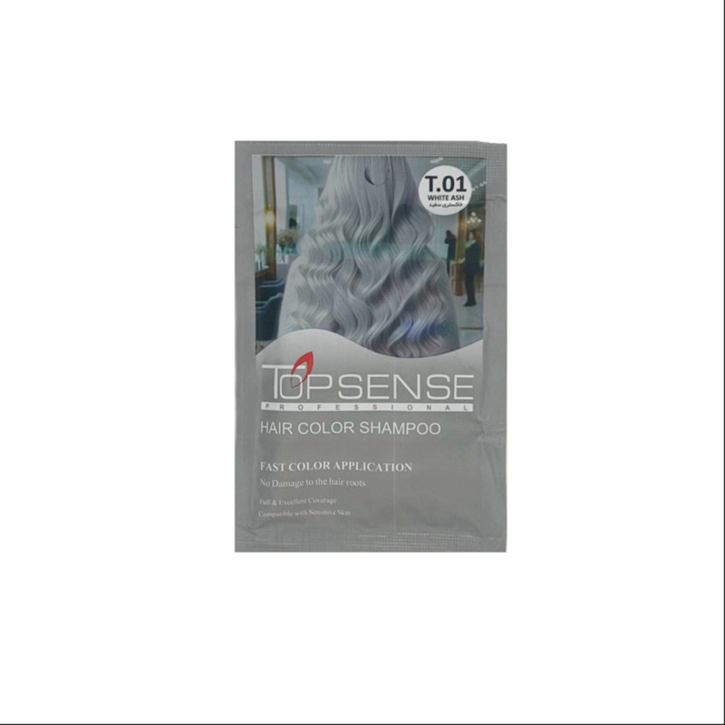 شامپو رنگ مو تاپ سنس مدل Fast شماره T0.1 رنگ خاکستری سفید حجم 100 میلی‌لیتر